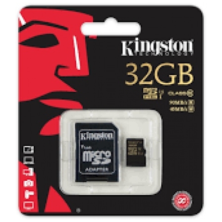 Paměťová karta Kingston microSDHC 32GB UHS-I + adaptér SDCA10/32GB