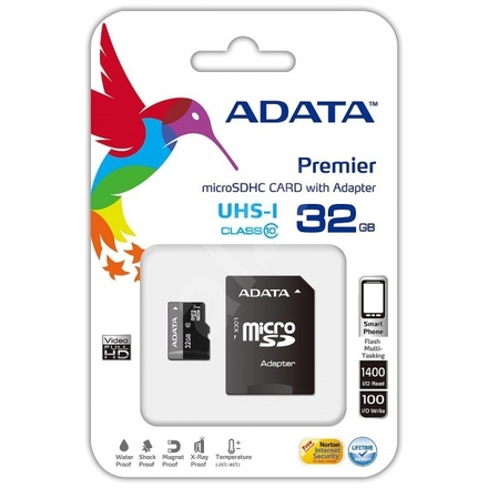 Paměťová karta A-Data micro SDHC Premier 32GB UHS-I class 10 s adaptérem