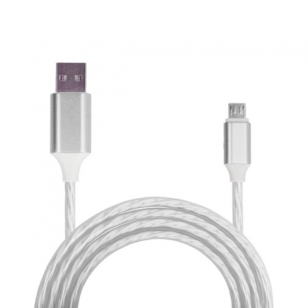 Kabel FLOW micro USB 1 metr stříbrná (fast charge) 4600578