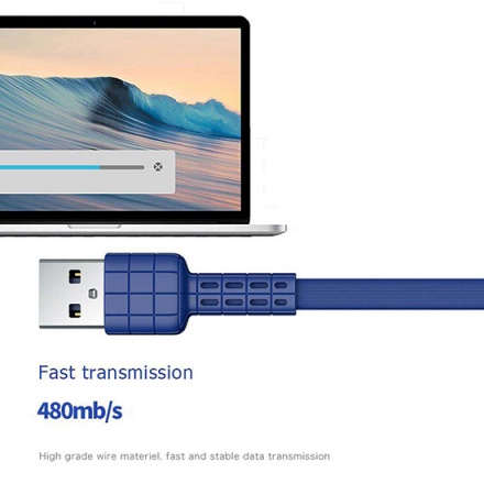 REMAX USB datový Kabel - Armor RC-116m - Micro USB, 1 m, Modrá