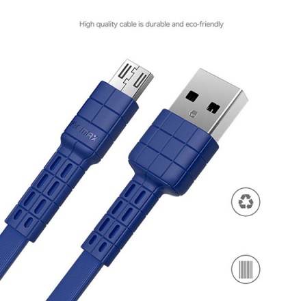 REMAX USB datový Kabel - Armor RC-116m - Micro USB, 1 m, Modrá