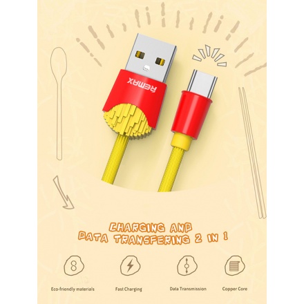 REMAX USB datový Kabel - Chips RC-114a - C Typ 1 metr Žlutá