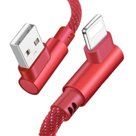 USB Kabel - 90° kovové koncovky T68 na Typ C, 1 metr červená 5478965245