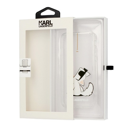 Pouzdro originál KARL LAGERFELD - Choupette Fun Hard Case KLHCI65CFHE - Iphone XS Max transparentní