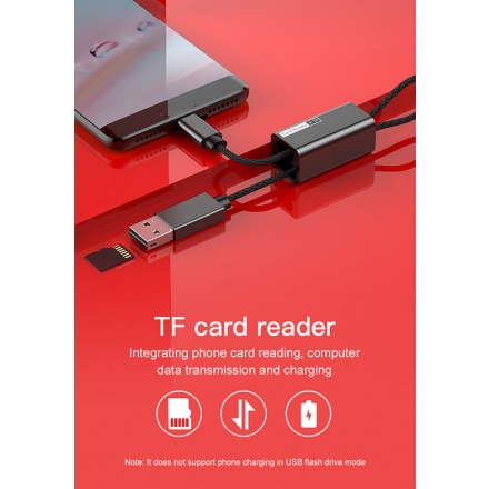 Baseus kabel, micro SD čtečka karet, USB Type-C OTG (ACDKQ-HG01) černý