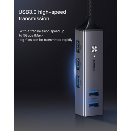 Baseus Adaptér Cube USB-USB3.0 - 3 USB2.0 - 2 HUB (CAHUB-C0G) tmavě šedá