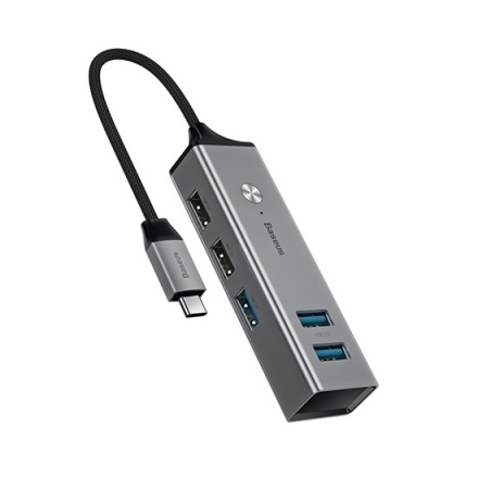 Baseus Adaptér Cube Typ-C USB3.0 - 3 USB2.0 - 2 HUB (CAHUB-D0G) tmavě šedá