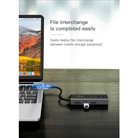 Baseus Adaptér Cube Typ-C USB3.0 - 3 USB2.0 - 2 HUB (CAHUB-D0G) tmavě šedá