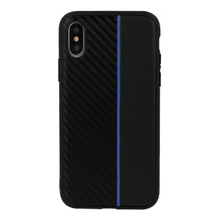 Pouzdro MOTO CARBON Case Samsung A600 Galaxy A6 2018 Černá s modrým pruhem 55349