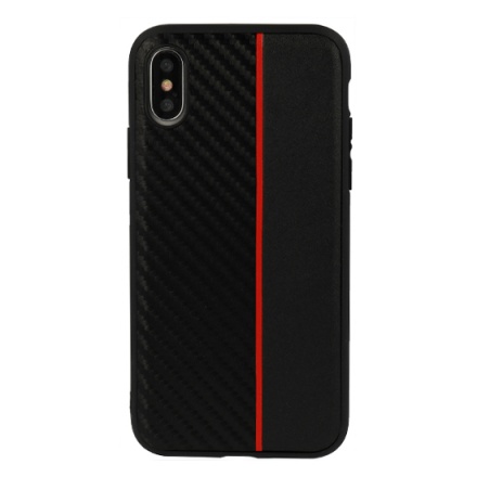 Pouzdro MOTO CARBON Case Samsung J415 Galaxy J4 Plus-Černá s červeným pruhem 55358