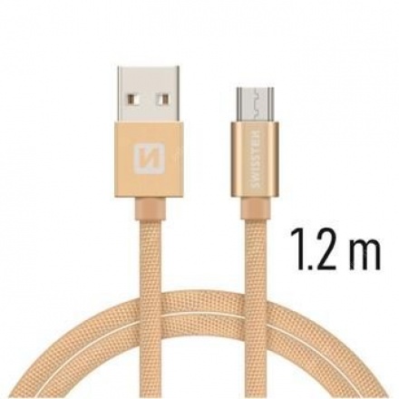SWISSTEN TEXTILE datový kabel USB - (USB TYP C) 1.2m zlatá 71522204