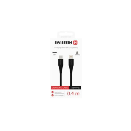 Swissten Datový kabel USB-C / LIGHTNING 0,4m black 71506512