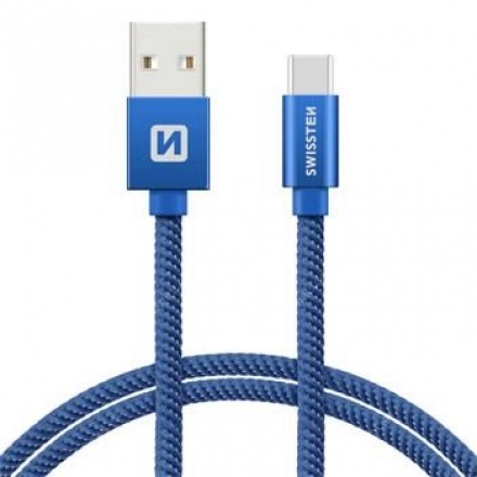 SWISSTEN TEXTILE datový kabel USB - (USB TYP C) 1.2m modrá 71521208