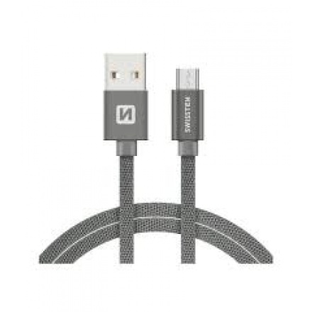 SWISSTEN TEXTILE datový kabel USB - micro USB 1.2m šedá 71522202