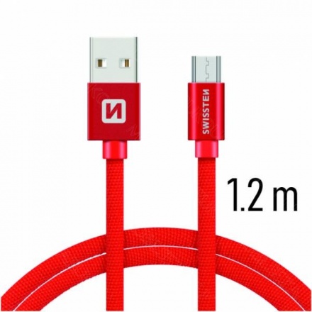 SWISSTEN TEXTILE datový kabel USB - (USB TYP C) 1.2m červená 71522206