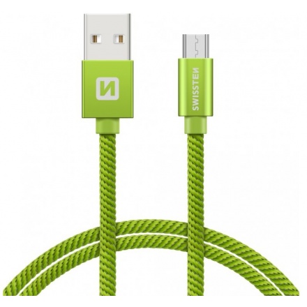 SWISSTEN TEXTILE datový kabel USB - (USB TYP C) 1.2m zelená 71522207