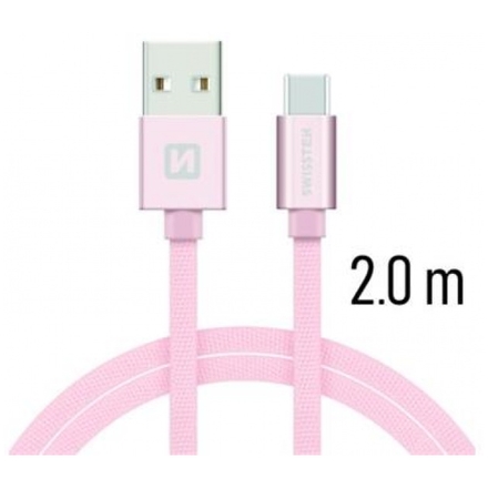 Datový kabel USB Typ C  3A  2m (růžová) 8595217455375