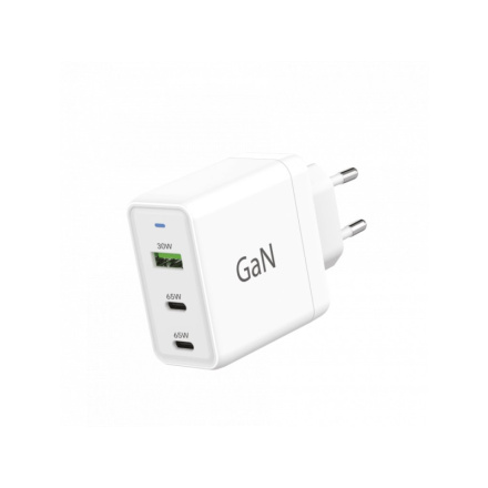 Síťová nabíječka GaN/30W+65W+65W/3xUSB/1xUSB-A+2x white, 12005