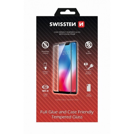 SKLO SWISSTEN FULL GLUE COLOR FRAME, CASE FRIENDLY iPHONE 14 PLUS ČERNÁ 0595217480223