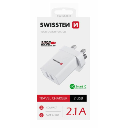 Adaptér cestovní SWISSTEN 22045100 pro použití z ČR ve Velké Británii, white