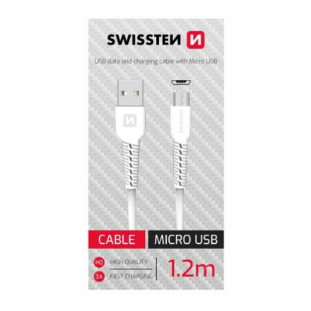 SWISSTEN datový kabel USB - MicroUSB 1.2m bílá 71506010box