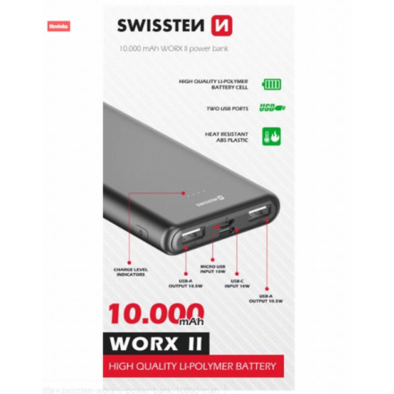 SWISSTEN POWER BANK WORX II 10000 mAh grey (22013960)