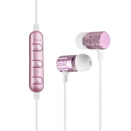 Sluchátka Bluetooth sport stereo eaphones F1 růžová