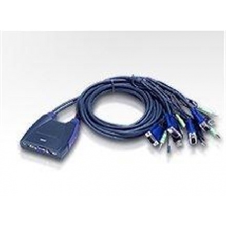 ATEN 4port KVM USB mini, audio, 0.9 metru kabely, CS-64US
