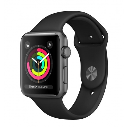 APPLE Watch S3, 38mm, Space Gr AC/Black Sport Band, MTF02CN/A