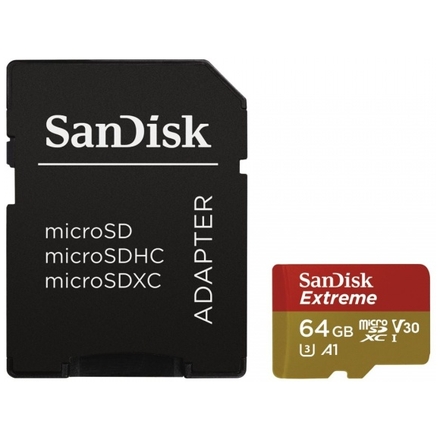 SanDisk Extreme microSDXC 64GB 100MB/s + adaptér, SDSQXAF-064G-GN6MA
