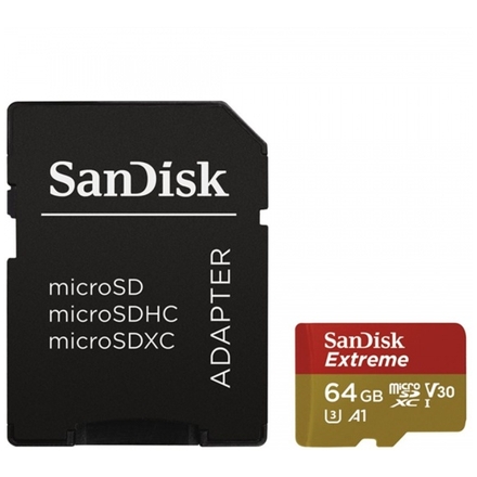 SanDisk Extreme microSDXC 64GB 100MB/s + adaptér, SDSQXAF-064G-GN6AA