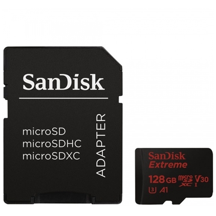 SanDisk Extreme microSDXC 128GB 100MB/s + adaptér, SDSQXAF-128G-GN6AA