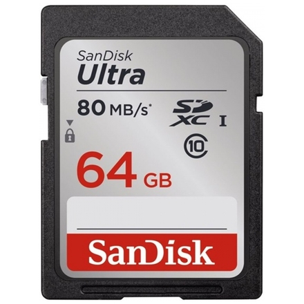 SanDisk Ultra SDXC 64GB 80MB/s Class10 UHS-I, SDSDUNC-064G-GN6IN