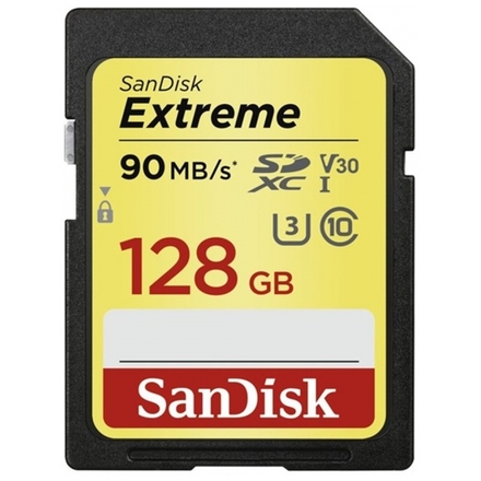 + SanDisk Extreme SDXC 128GB 90MB/s Class 10 UHS-I, 173357