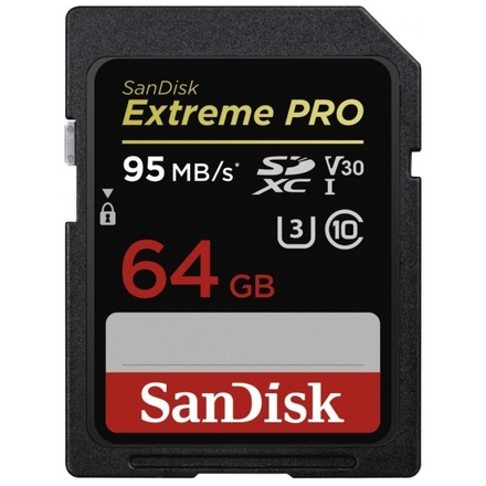 SanDisk Extreme Pro SDXC 64GB 95MB/s V30 UHS-I U3, SDSDXXG-064G-GN4IN