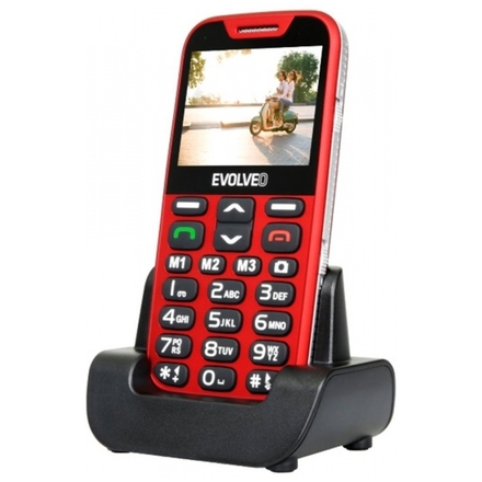 EVOLVEO EasyPhone XD, mobilní telefon pro seniory s nabíjecím stojánkem (červená barva), EP-600-XDR