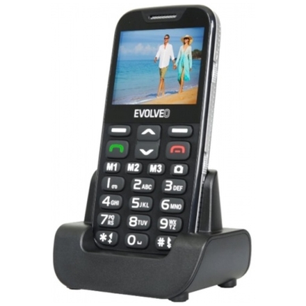 EVOLVEO EasyPhone XD, mobilní telefon pro seniory s nabíjecím stojánkem (černá barva), EP-600-XDB