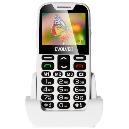 EVOLVEO EasyPhone XD, mobilní telefon pro seniory s nabíjecím stojánkem (bílá barva), EP-600-XDW