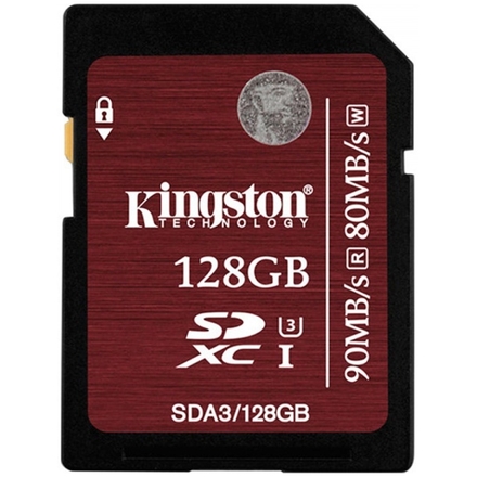 128GB SDXC Kingston U3 90R/80W, SDA3/128GB