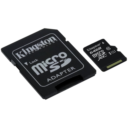 64GB microSDXC Kingston CL10 UHS-I 80R + SD adap., SDCS/64GB
