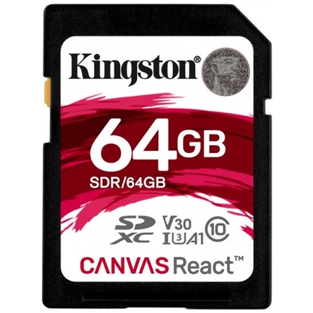 64GB SDXC Kingston Canvas React U3 V30 A1 100R/70W, SDR/64GB