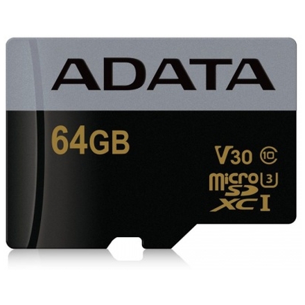 ADATA MicroSDXC 64GB U3 V30G až 95/90MB/s, AUSDX64GUI3V30G-R