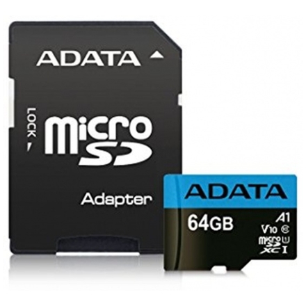Adata/micro SDHC/64GB/100MBps/UHS-I U1 / Class 10/+ Adaptér, AUSDX64GUICL10A1-RA1