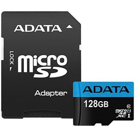 Adata/micro SDXC/128GB/100MBps/UHS-I U1 / Class 10/+ Adaptér, AUSDX128GUICL10A1-RA1