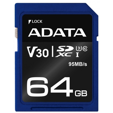 ADATA SDXC 64GB UHS-I U3 V30S 95/60MB/s, ASDX64GUI3V30S-R