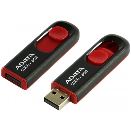 8GB USB ADATA C008  černo/červená (potisk), AC008-8G-RKD