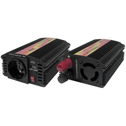 Měnič napětí Carspa CAR300U-24 24V/230V+USB 300W, modifikovaná sinus, CAR300U-242