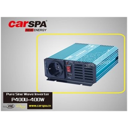 Měnič napětí Carspa P400U-122 12V/230V+USB 400W, čistá sinusovka, P400U-122