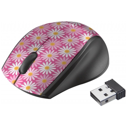 myš TRUST Oni Wireless Micro Mouse - pink flower, 21156