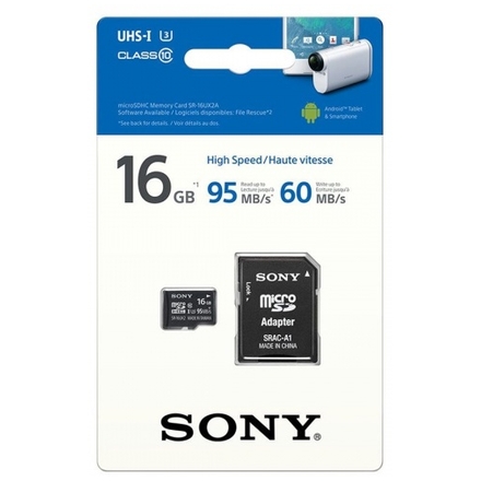 SONY microSD karta 16GB, class10, 95MB/s, adapter, SR16UXA